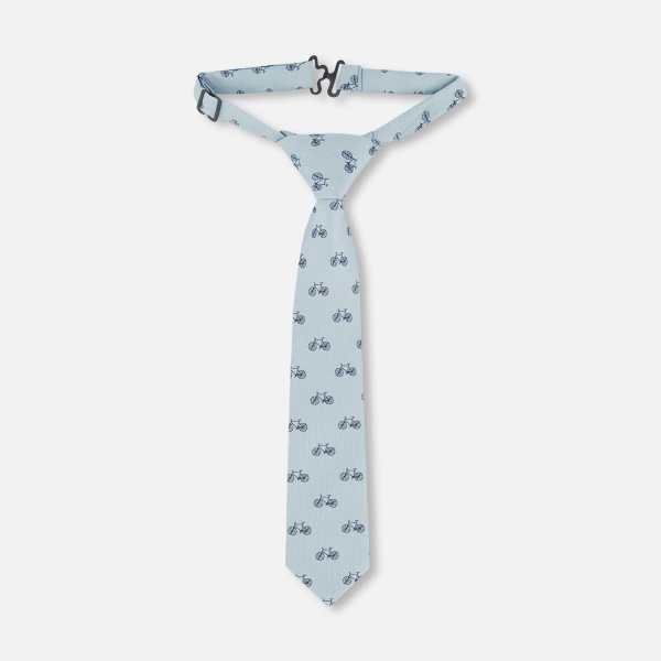 Neck Tie Pale Blue With Bicycle
