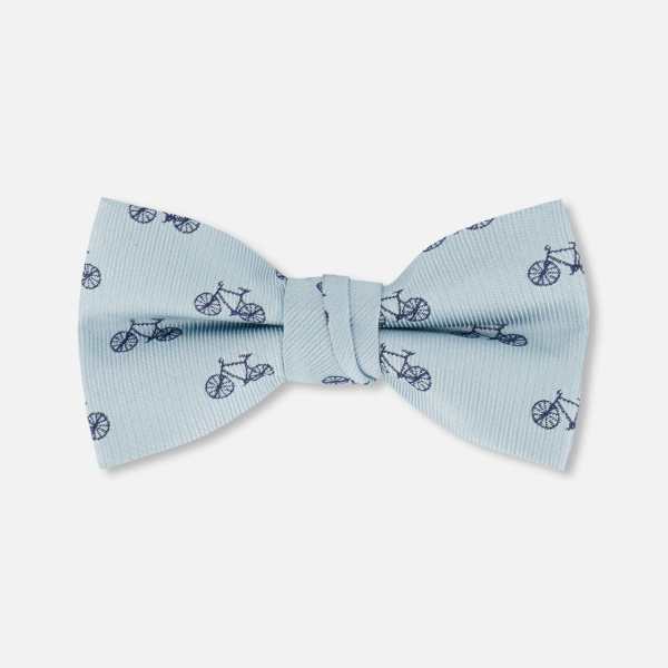 Bow Tie Pale Blue With Bicycle