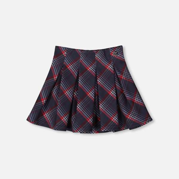 Pleated Milano Skirt Red And Navy Plaid