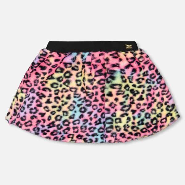 Faux Fur Skirt Multicolor Leopard