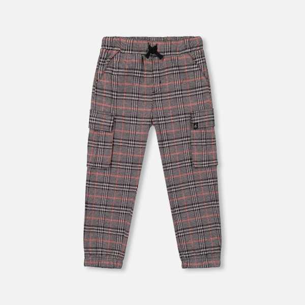 Plaid Cargo Pant Gray And Black