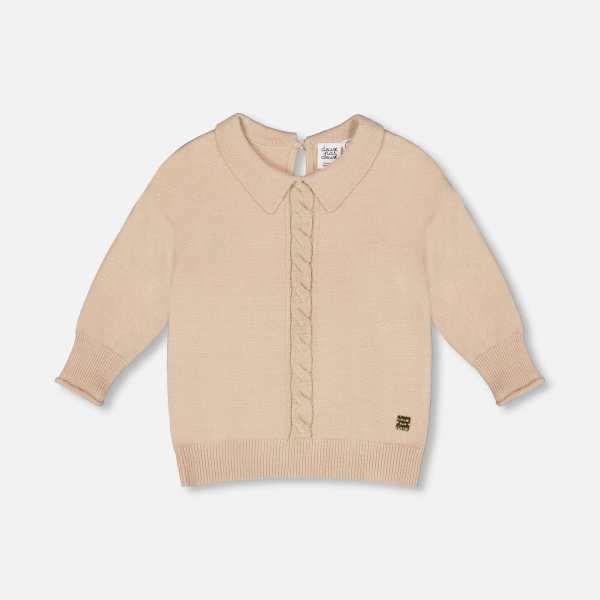 3/4 Sleeve Knitted Sweater Beige