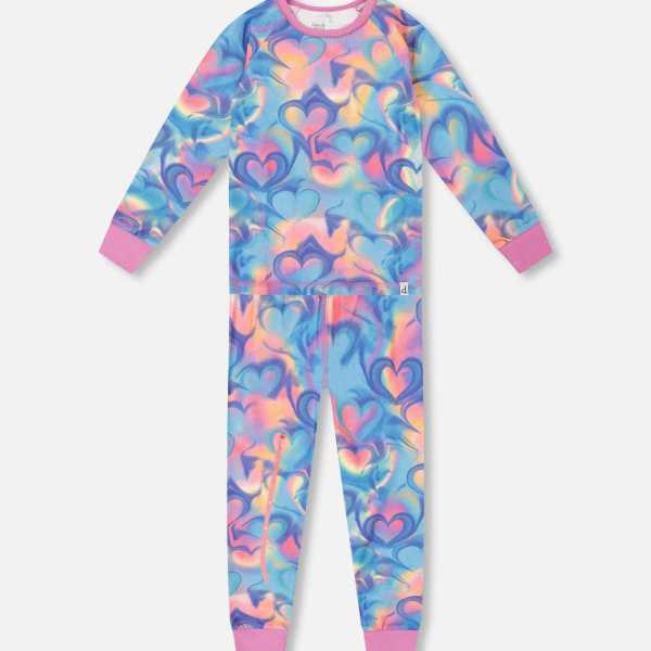Organic Cotton Two-Piece Pajamas Rainbow Heart Print