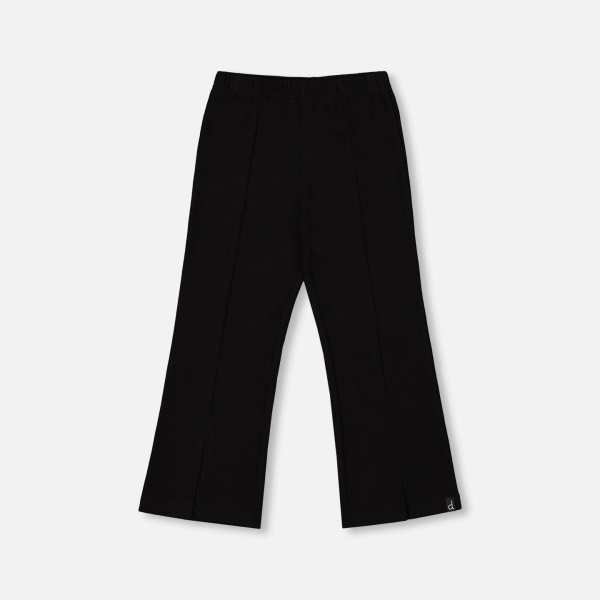 Ribbed Leggings Bootleg With Slit Black