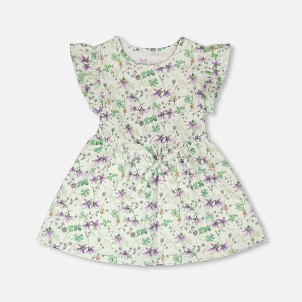 Jersey Dress Green Printed Flowers