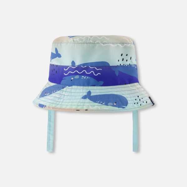 Recycled Polyester Beach Hat Blue Whale Print