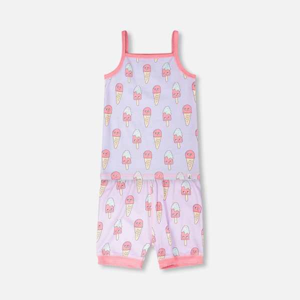 Organic Cotton Two-Piece Pyjama Set Lilac Printed Ice Creams