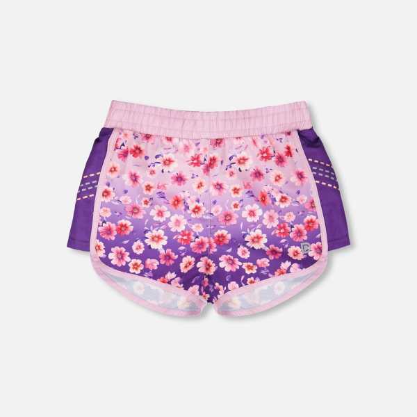 Athletic Shorts In Recycled Polyester Mauve Floral Gradient