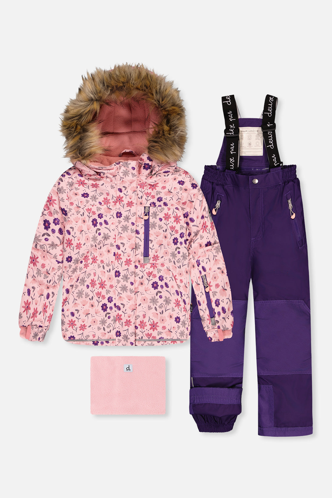 Two Piece Play Snowsuit Pink Mini Flower Print