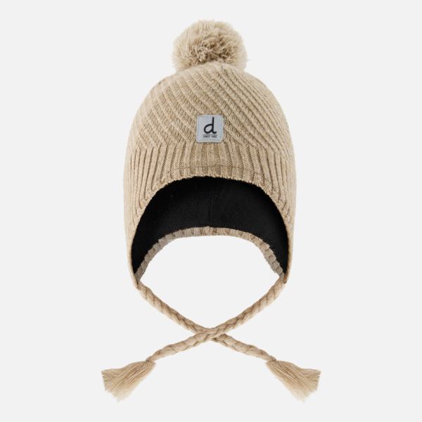 Winter Peruvian Knit Hat With Pompom Taupe