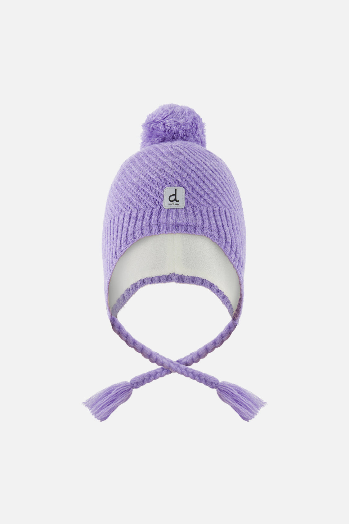 Winter Peruvian Knit Hat With Pompom Violet