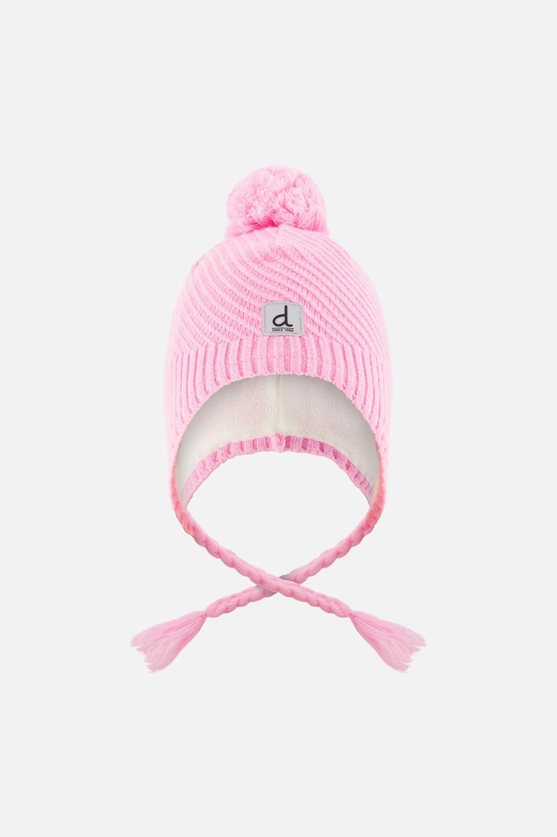 Winter Peruvian Knit Hat With Pompom Pink