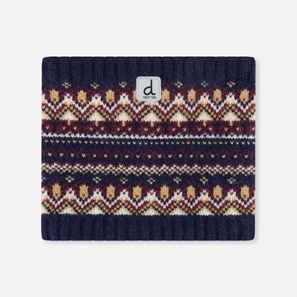 Winter Knit Neckwarmer Blue And Red Jacquard