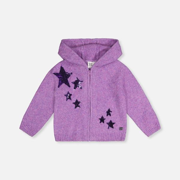 Hooded Knitted Cardigan Violet