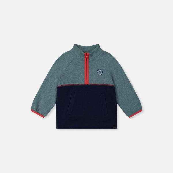 Baby Zip Mock Neck Top Pale Turquoise