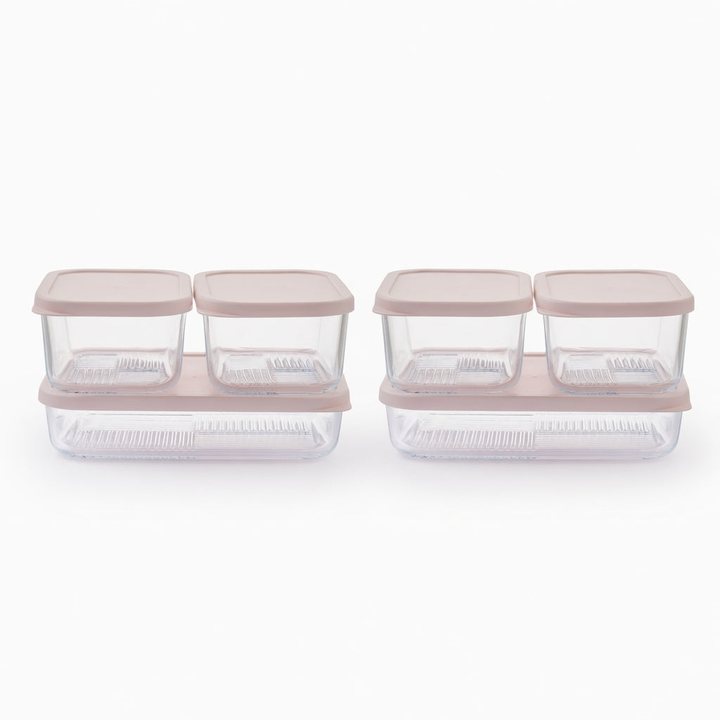 Container Culture 12-Piece Airtight Glass Food Storage Set with Lids, 25.35oz & 40.57oz Mixed Sizes - Berry Blush