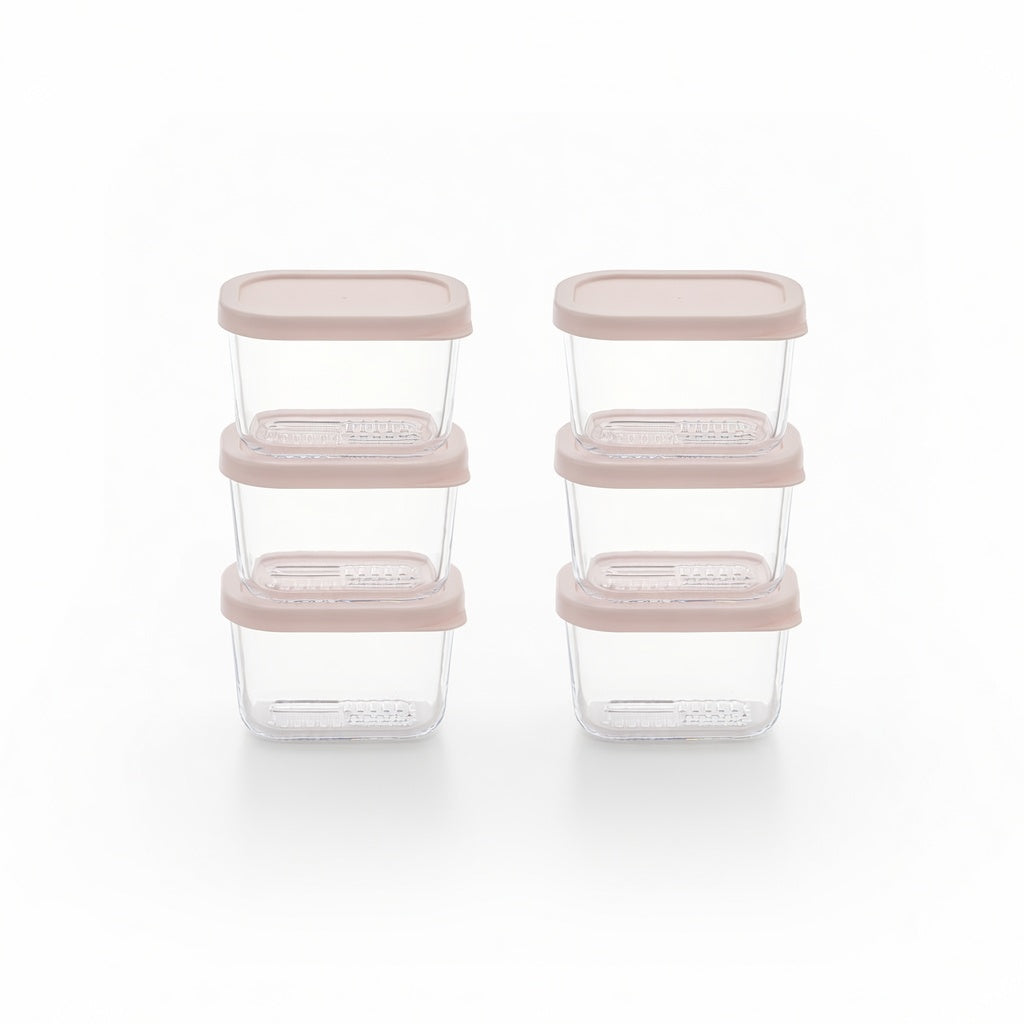 Container Culture 12-Piece Airtight Glass Food Storage Containers with Lids, 6 x 10.5oz - Berry Blush