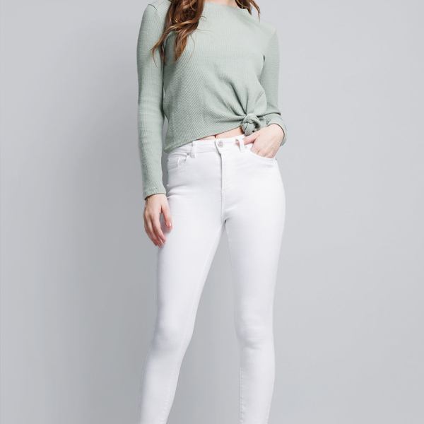 High Rise Ankle White Skinny Jeans