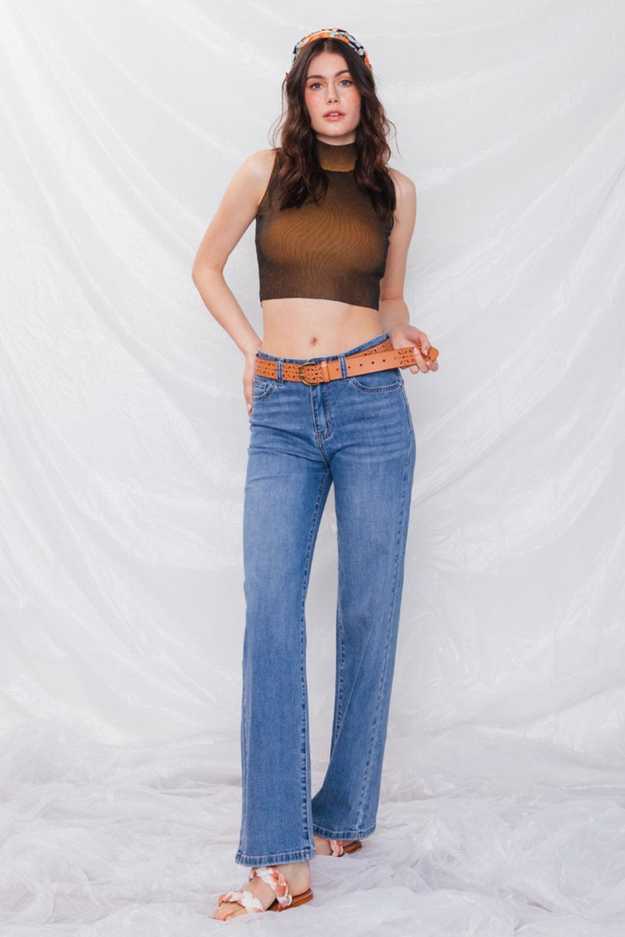 High Rise Wide Leg Straight Jeans