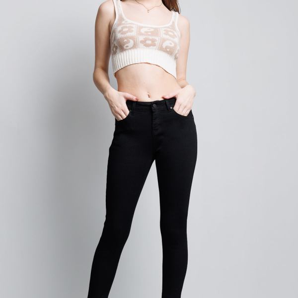 Mid Rise Push Up Ankle Skinny Jeans