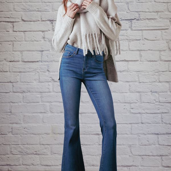 Stone wash High Rise Flare Jeans