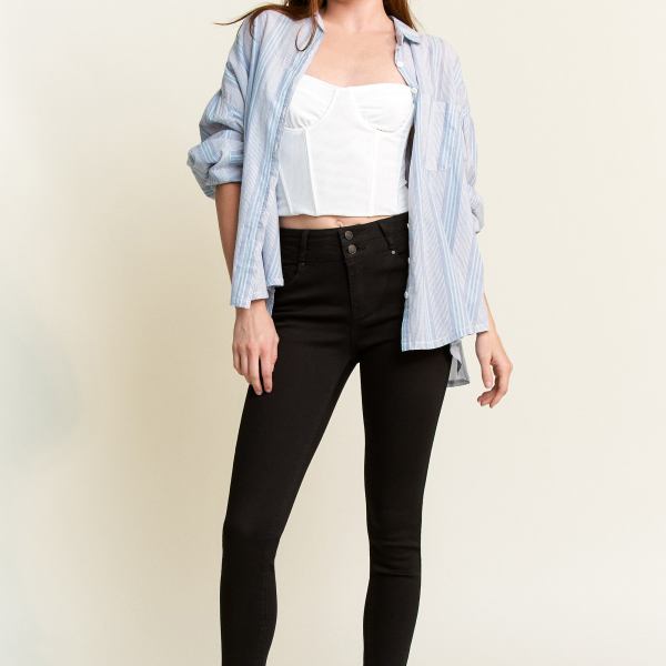 Double Waist High Rise Ankle Skinny Jeans