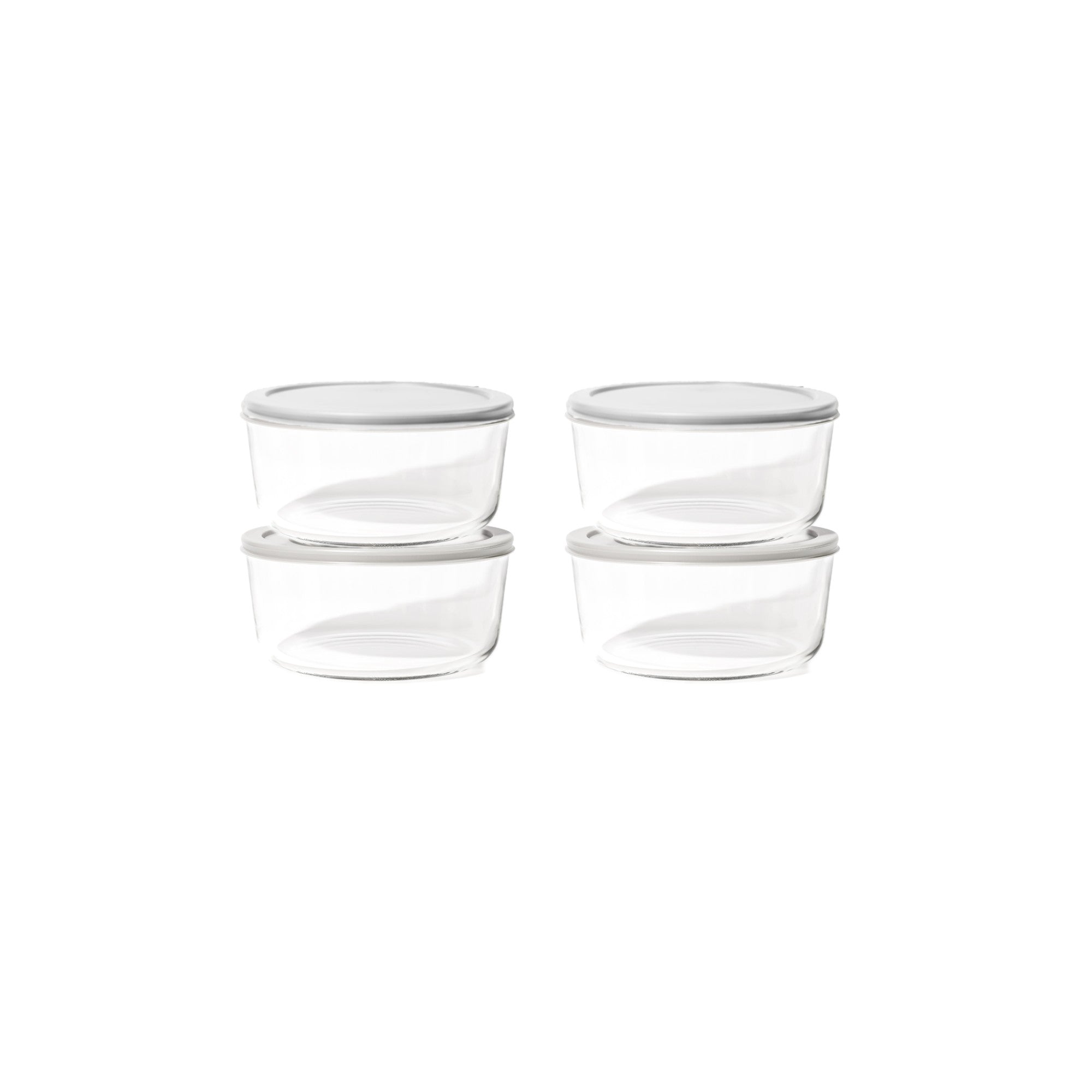 8 Piece Set (6.55 Cup / 52.4Oz) Round Glass Storage Containers With Lids, Grey
