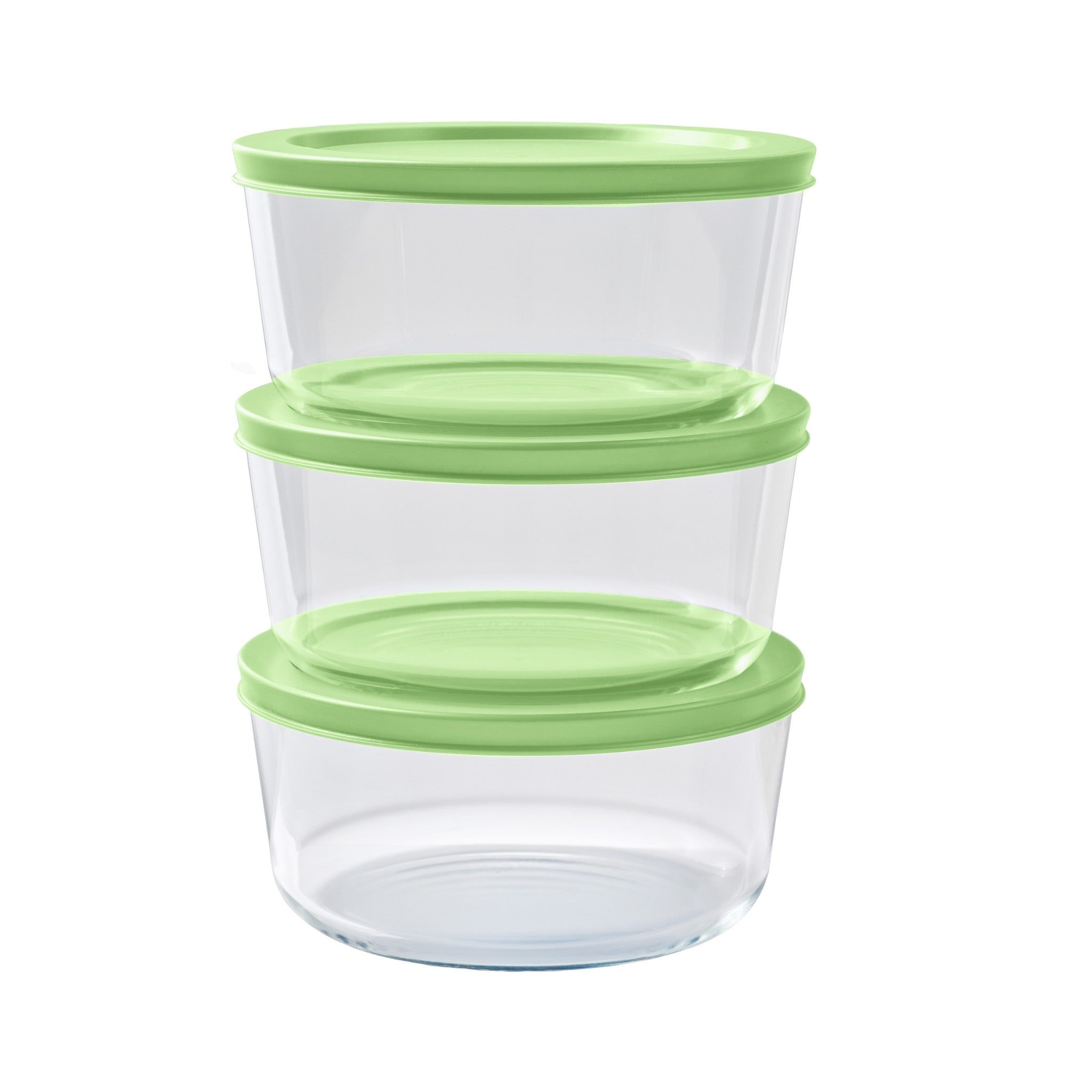 6 Piece Set (4 Cup / 32Oz) Round Glass Storage Containers With Lids, Pistachio