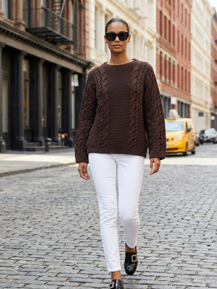 BOWERY Women's Cable-Knit Sweater Prรชt-ร -Porter BYMANYC ยฎ New York