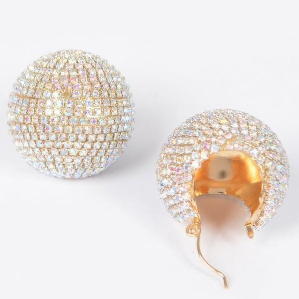 BRYANT Polished Rhinestone Round Earrings: NYFW BYMANYC ® New York