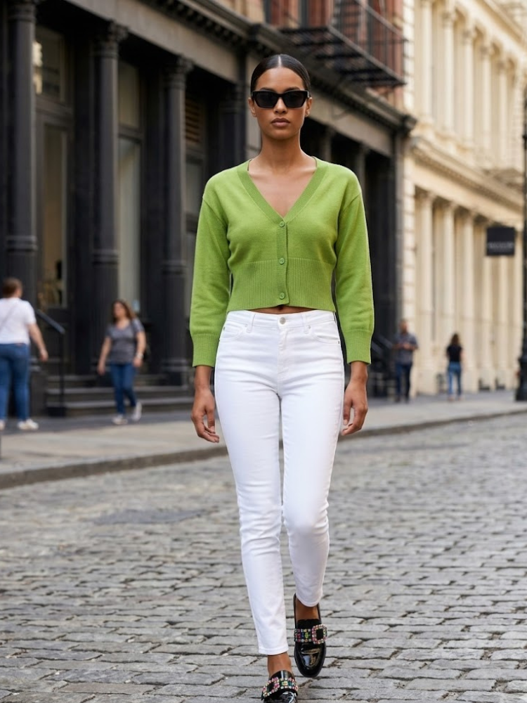 BRYANT Women's Green Knit Cardigan Prรชt-ร -Porter BYMANYC ยฎ New York