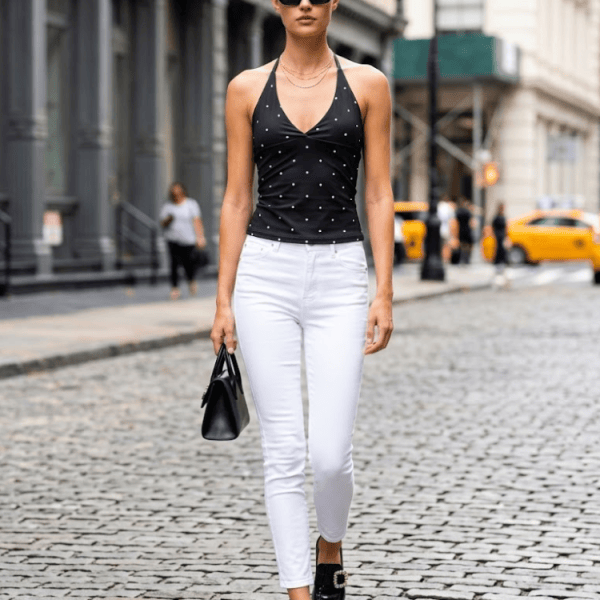 Black NOLITA Polka Dot Halter Top Prêt-à-Porter BYMANYC ® New York