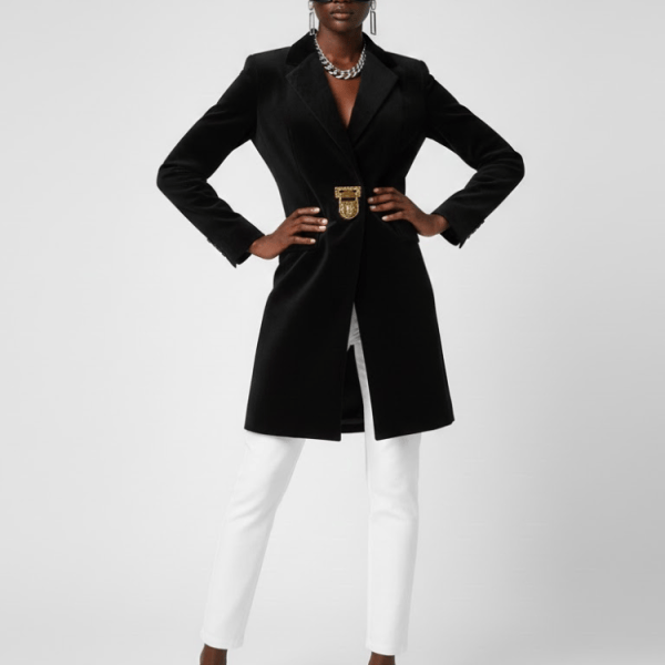 Black Tailored Coat with Clasp - DOWNTOWN BROOKLYN: New Collection COUTURE in BROOKLYN - BYMANYC ® New York