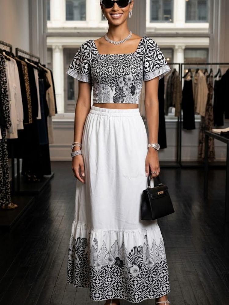 Black and White Geometric Print Two-Piece Set HUDSON New Collection FASHION BYMANYC ยฎ New York