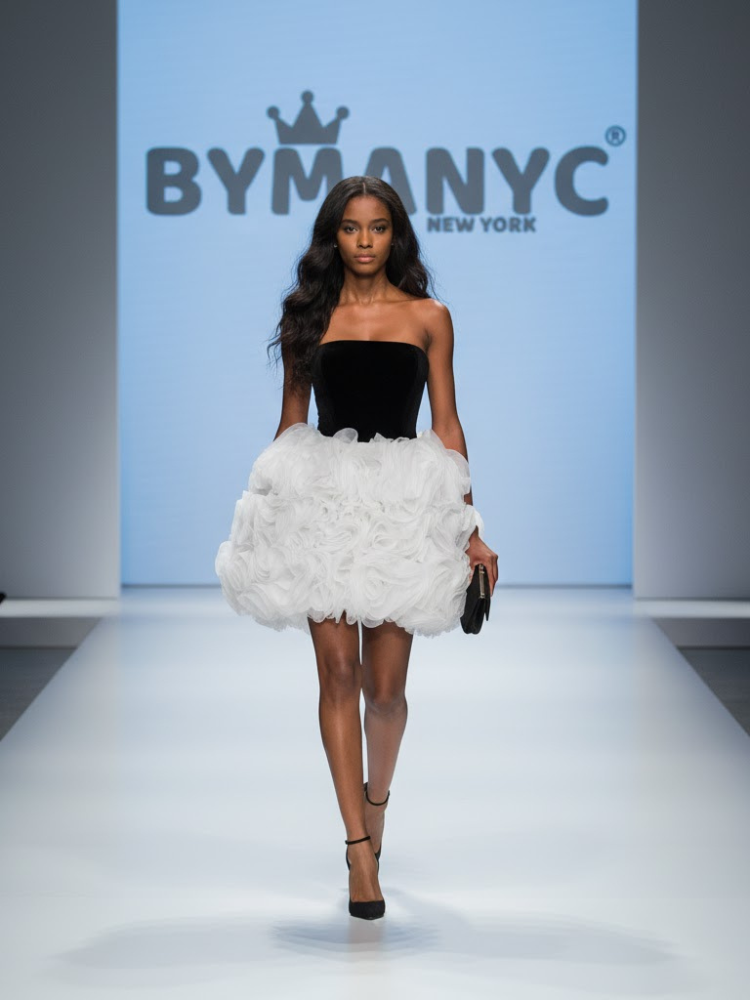 Black and White Mini Party Dress NOMAD: Prêt-à -Porter Line BYMANYC ® New York