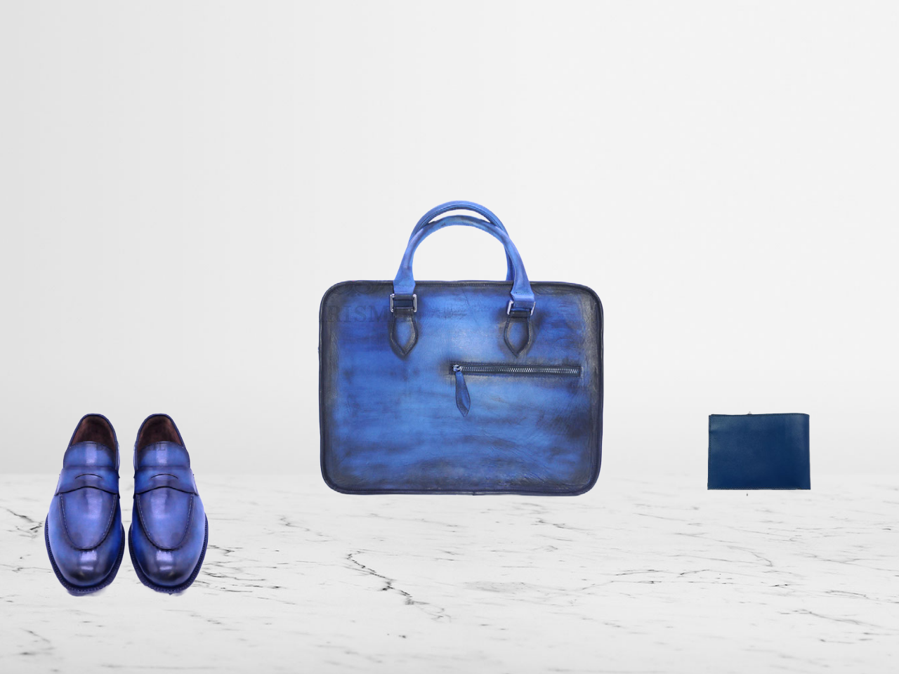 Men's Blue Leather Gift Set