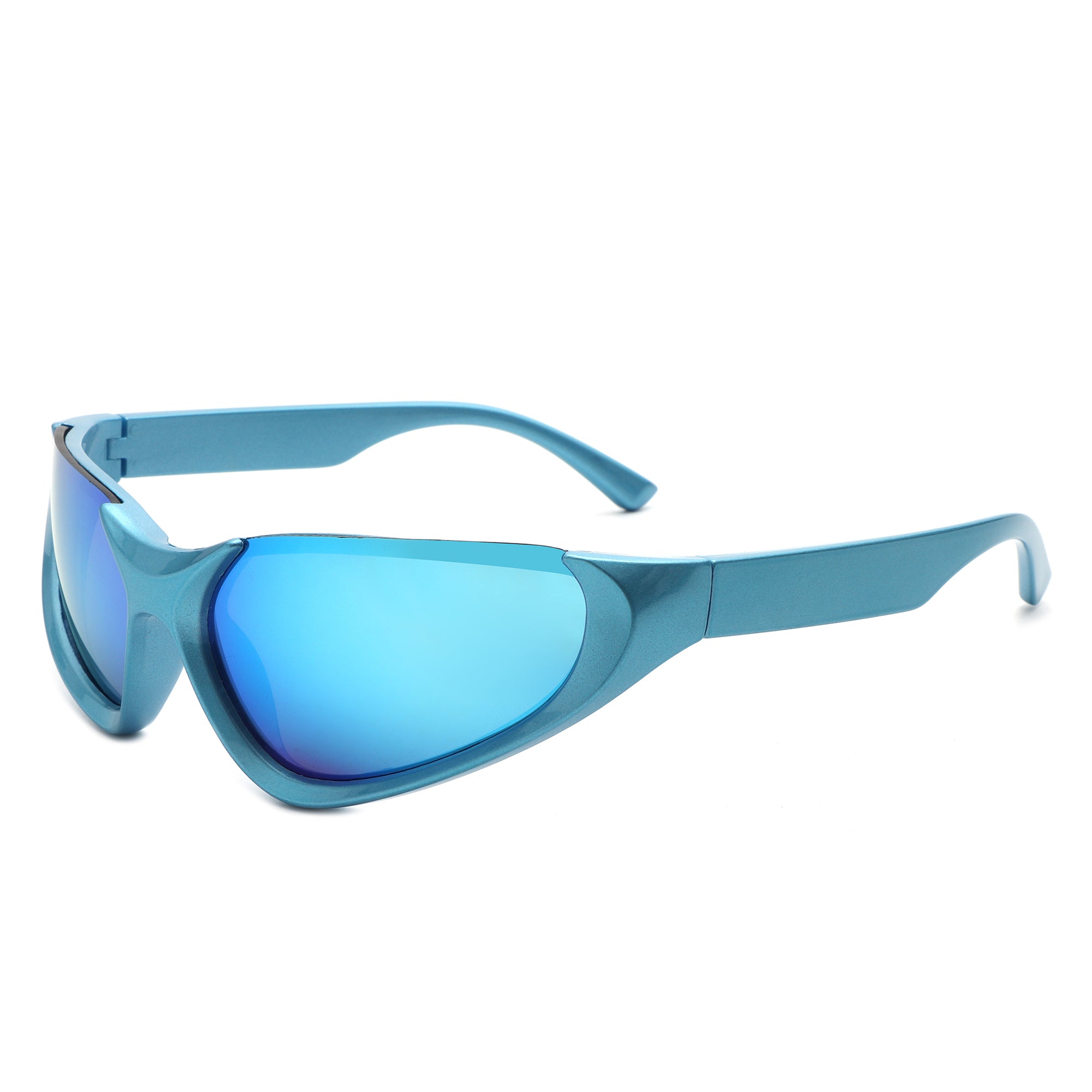 Dazzling - Retro Rectangle Wrap Around Fashion Sunglasses
