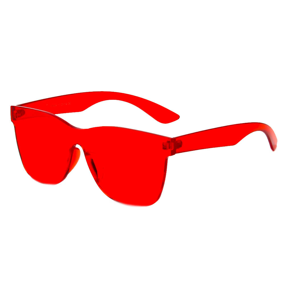LEMOORE | Retro Flat Lens Candy Color Square Rimless Tinted Colorful Lenses Sunglasses