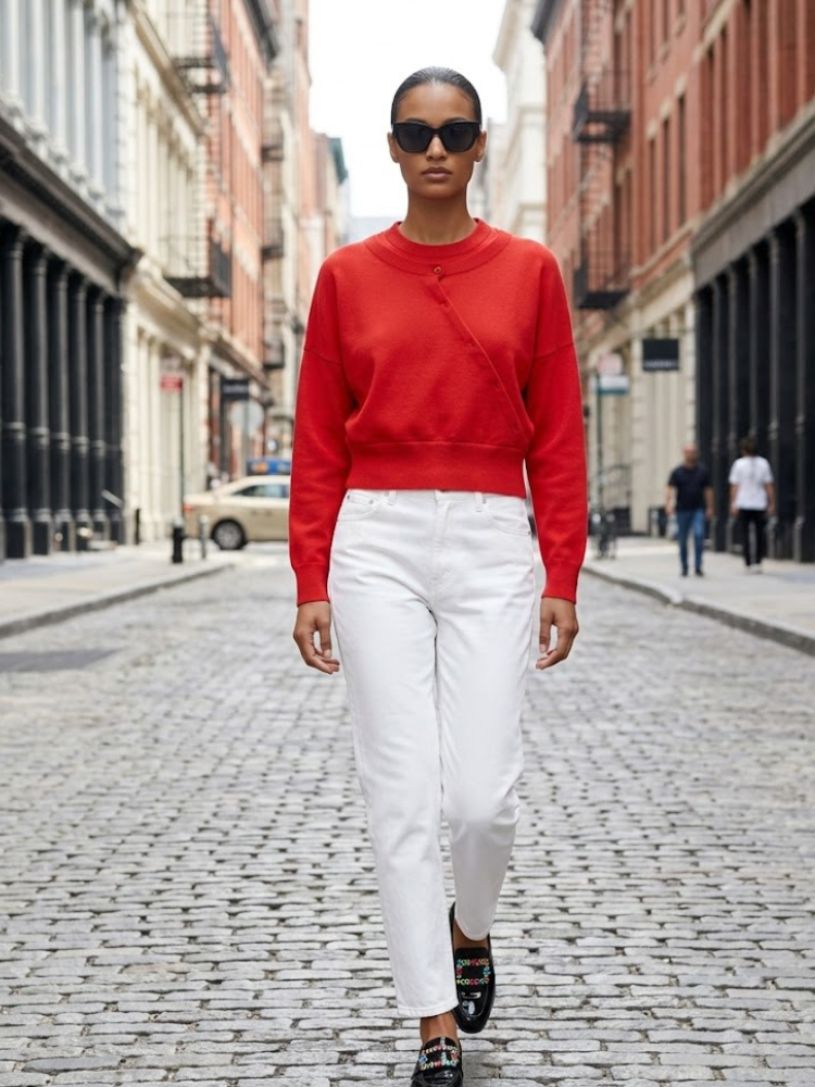 CHELSEA Women's Asymmetric Button Sweater Prรชt-ร -Porter BYMANYC ยฎ New York