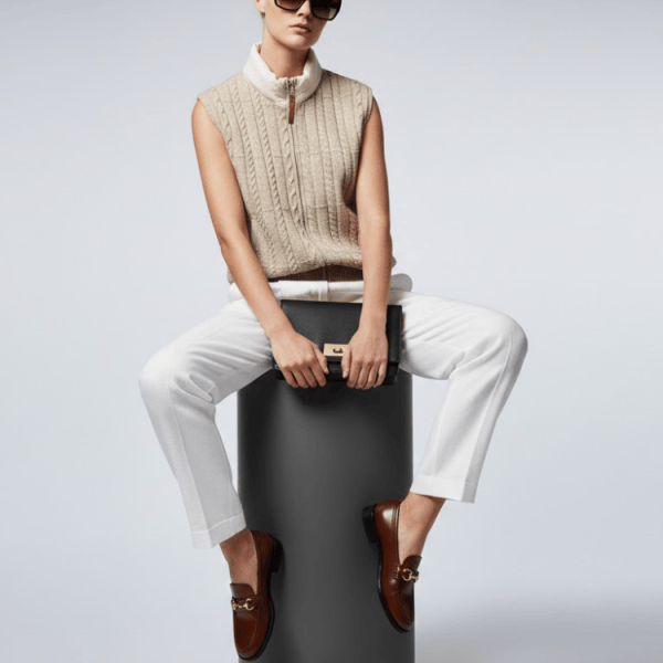 Cable-Knit Vest with Nylon Stand-Up Collar • BYMANYC ® New York