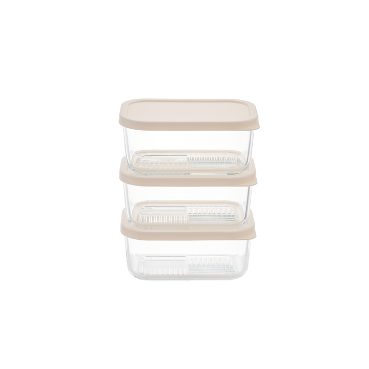 Container Culture 6-Piece Airtight Glass Food Storage Containers with Lids, 3 x 25.4oz - Vanilla Mist