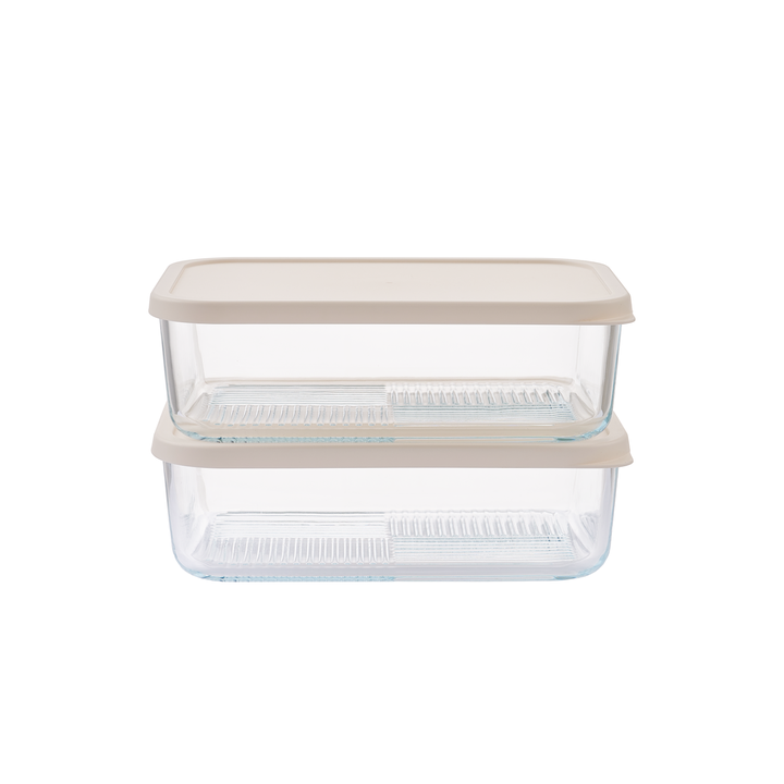 Container Culture 4-Piece Airtight Glass Food Storage Containers with Lids, 2 x 57.5oz - Vanilla Mist