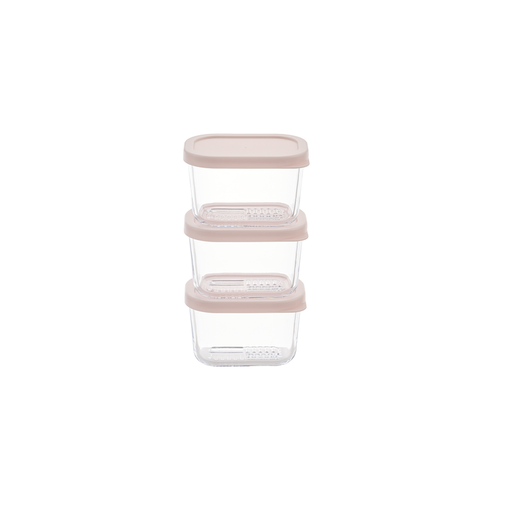 Container Culture 6-Piece Airtight Glass Food Storage Containers with Lids, 3 x 10.5oz - Berry Blush