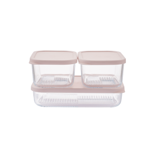 Container Culture 6-Piece Airtight Glass Food Storage Set with Lids, 25.35oz & 40.57oz Mixed Sizes - Berry Blush