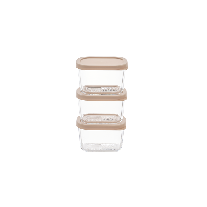 Container Culture 6-Piece Airtight Glass Food Storage Containers with Lids, 3 x 10.5oz - Cashew Cream