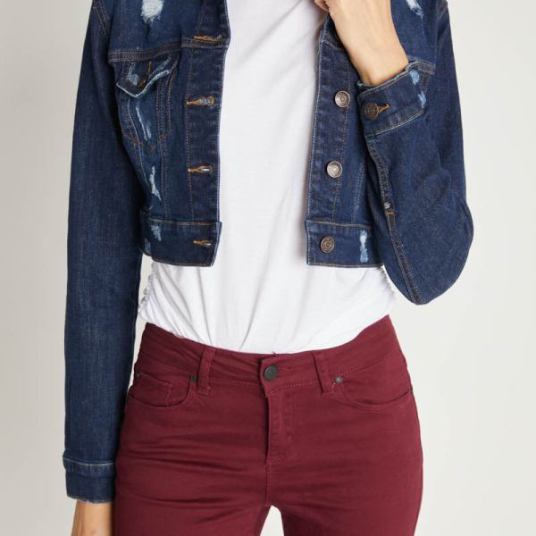Destructed Cropped Denim Jacket