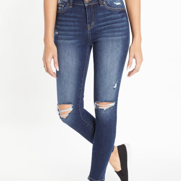 High Rise Destructed Skinny Jeans
