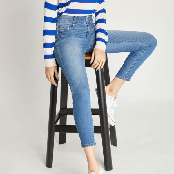 High Rise Push Up Ankle Skinny Jeans