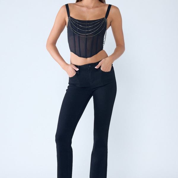 Mid Rise Tacking Detailed Bootcut Jeans