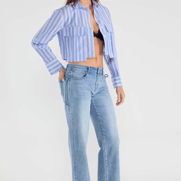 Lace up Side Relaxed Straight Jeans